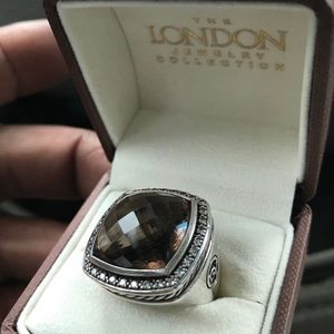 David Yurman ring , Sterling silver chocolate Quartz with pave diamonds